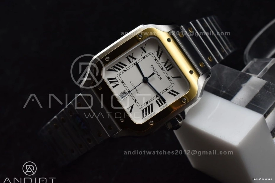 Dial 1:1 SmartLinks Contemporary 40mm White 1053 V Best on SS YG Bracelet MIYOTA 9015 BVF SS Edition Cartier YG Santos de 0122